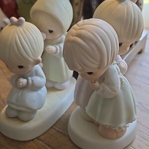 Precious Moments White and Pink Friends Figurines Giftable 1983 & 1980 Vintage